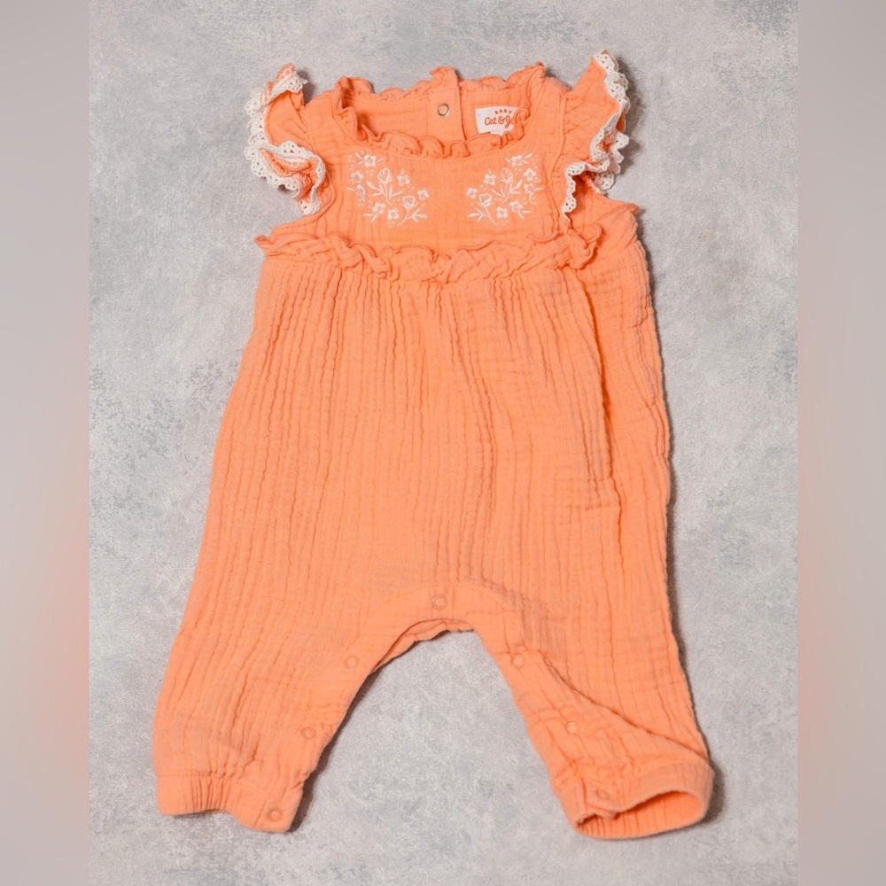 Peach colored romper 0-3 months